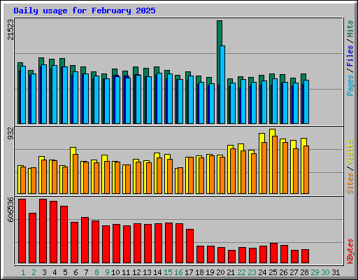 Daily usage for February 2025